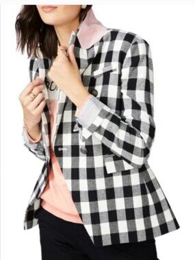 NEW Court & Rowe Textured Gingham Cotton Blend Blazer 00